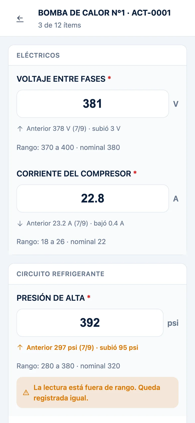 OT abierta en la app del técnico